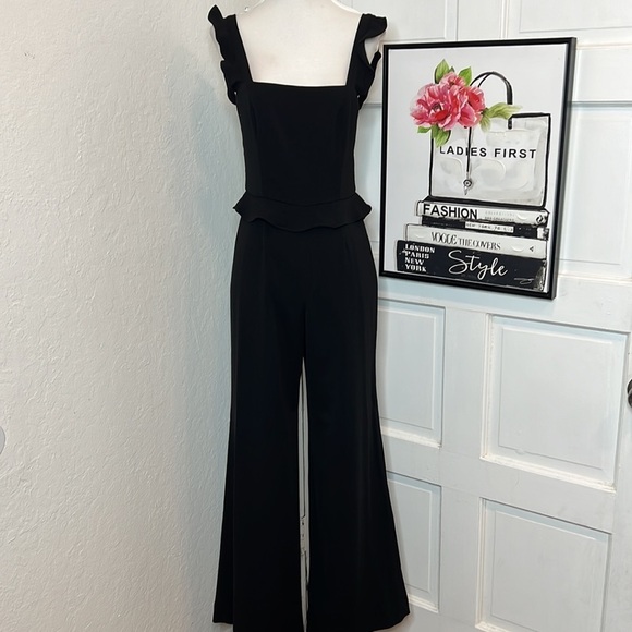 JayGodfrey Black Ruffled Strap Jumpsuit Size 0 - Picture 1 of 7